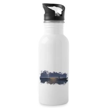 Meer und Land. Westküste bei Sonnenuntergang. - Trinkflasche mit integriertem Trinkhalm - Weiß - Rechts