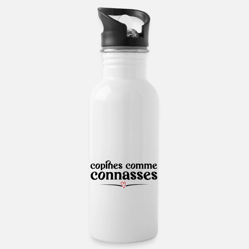 copines comme connasses - Gourde avec paille intégrée - blanc