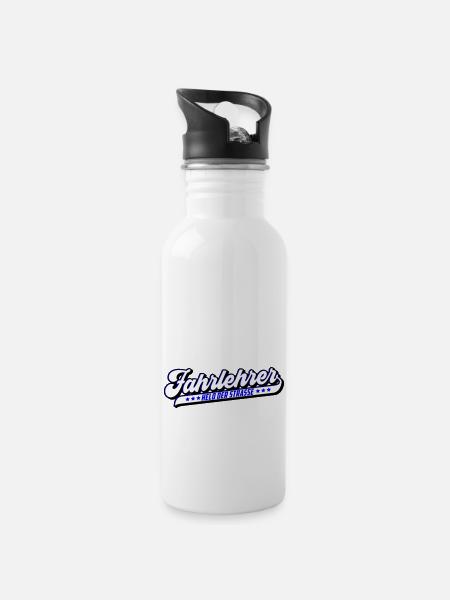 Fahrlehrer Held der Straße | Farben änderbar - Trinkflasche mit integriertem Trinkhalm - Weiß