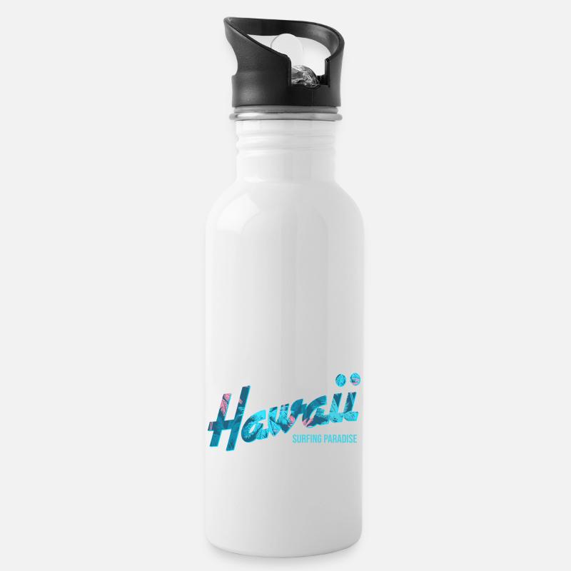 Hawaii Surfing Paradise Tropic - Gourde avec paille intégrée - blanc