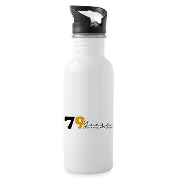 Vintage 1945 Funny 79 Year Old Bday Men Women - Water bottle with straw - white - Right
