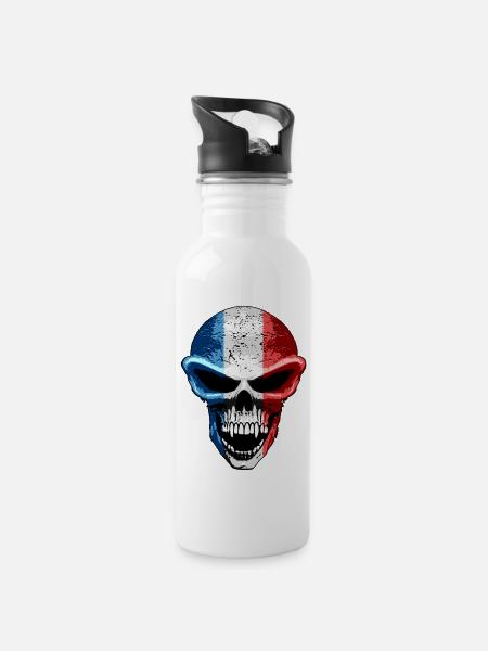 skull france - Gourde avec paille intégrée - blanc
