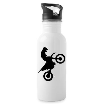 Jump Schwarz - Trinkflasche mit integriertem Trinkhalm - Weiß - Rechts