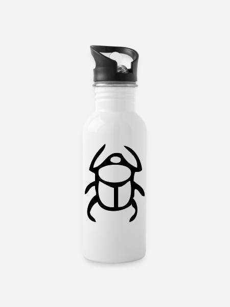 scarab beetle icon - Water bottle with straw - white