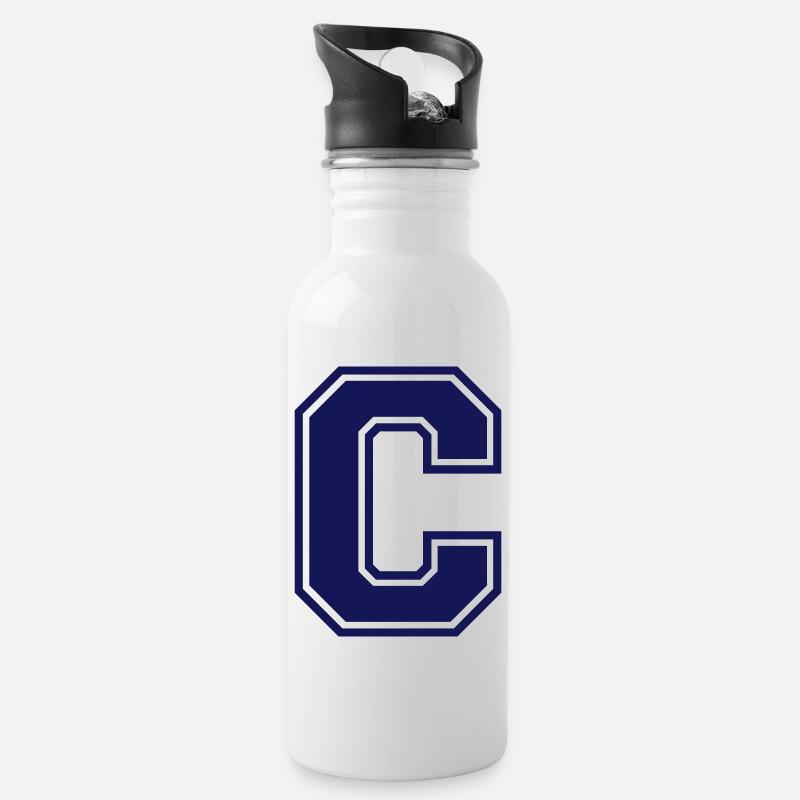 c - Trinkflasche mit integriertem Trinkhalm - Weiß