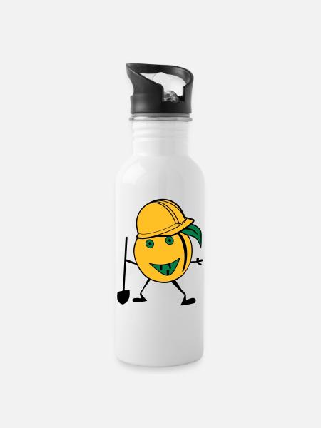 orange construction worker - Water bottle with straw - white