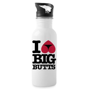 I_love_big_butts - Water bottle with straw - white - Right