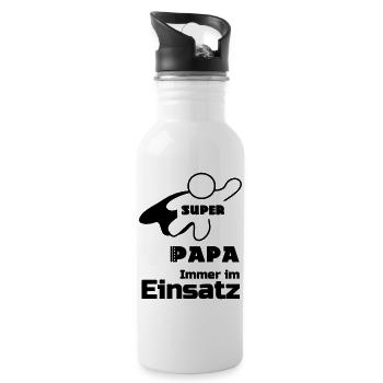 Super Papa Vater Familie Sprüche Vatertag Geschenk - Trinkflasche mit integriertem Trinkhalm - Weiß - Rechts