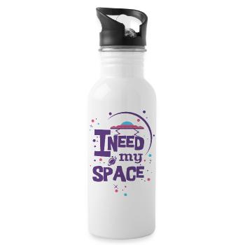 I need my space- Ich brauche meinen Platz- rocket - Trinkflasche mit integriertem Trinkhalm - Weiß - Rechts