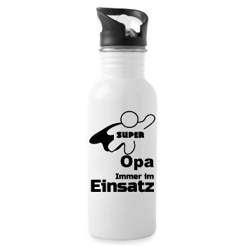 Super Opa Geschenk - Trinkflasche mit integriertem Trinkhalm - Weiß - Rechts