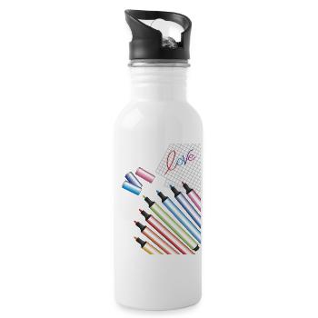 written love - Water bottle with straw - white - Right