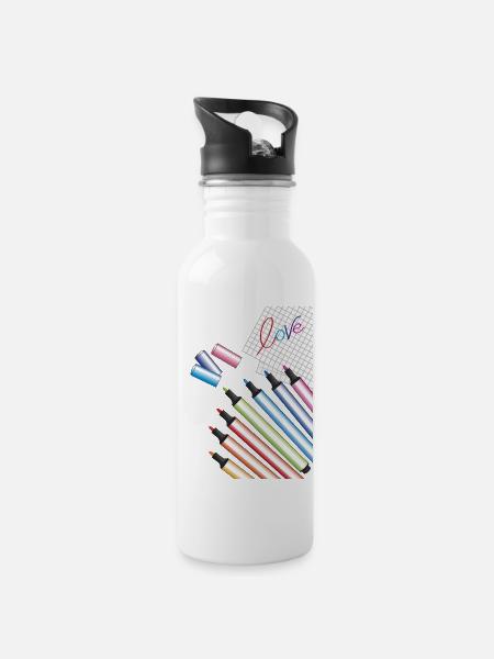 geschriebene Liebe - Trinkflasche mit integriertem Trinkhalm - Weiß