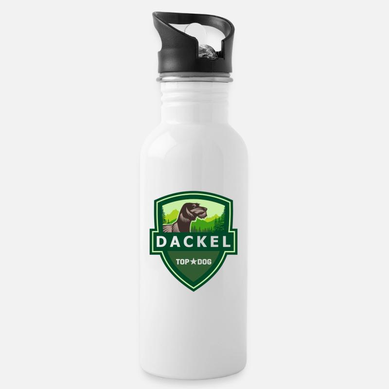 DACKEL Rauhaardackel ILOVETECKEL - Trinkflasche mit integriertem Trinkhalm - Weiß