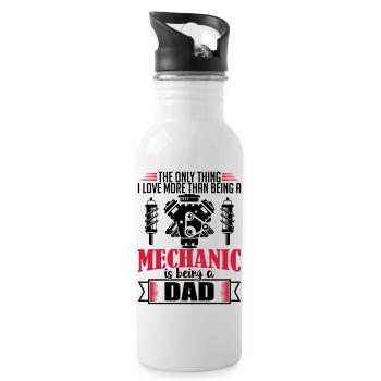 Mechanic Dad - funny fathers day gift - Water bottle with straw - white - Right