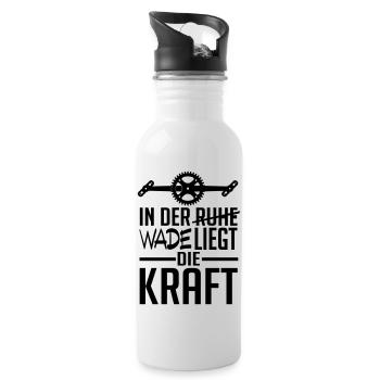 In der Wade liegt die Kraft - Trinkflasche mit integriertem Trinkhalm - Weiß - Rechts