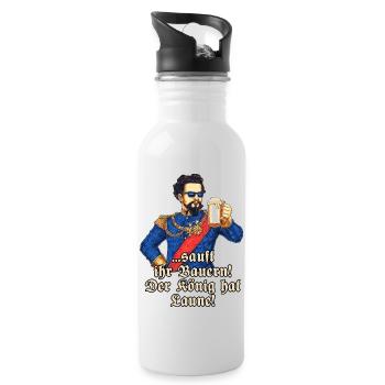 Sauft ihr Bauern II - Koenig Ludwig mit Bier - - Trinkflasche mit integriertem Trinkhalm - Weiß - Rechts