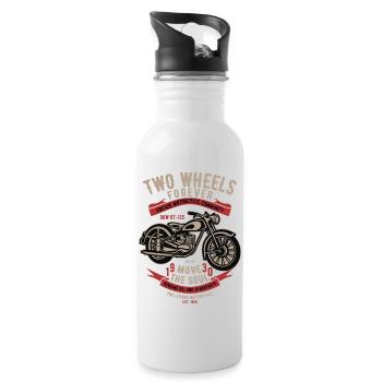 Two Wheels Forever Motorrad - Trinkflasche mit integriertem Trinkhalm - Weiß - Rechts
