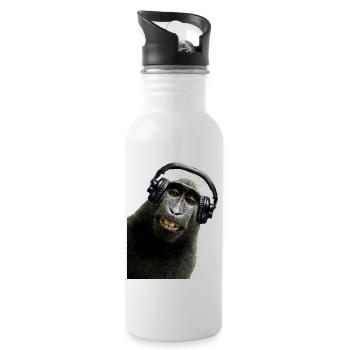 Shirt Monkey Music by CustomStyle - Water bottle with straw - white - Right