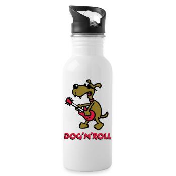 dog_n_roll_b_3c_white - Trinkflasche mit integriertem Trinkhalm - Weiß - Rechts