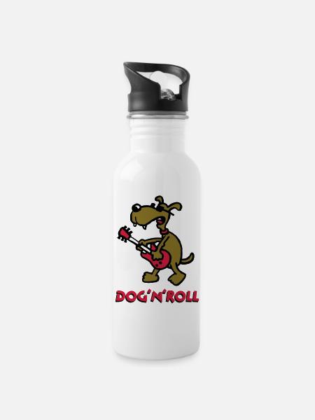 dog_n_roll_b_3c_white - Gourde avec paille intégrée - blanc