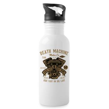 Death Machine Motorrad Biker Rocker Motor Outlaw - Trinkflasche mit integriertem Trinkhalm - Weiß - Rechts