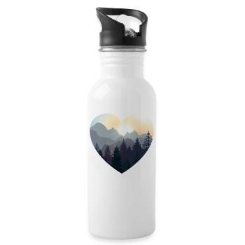 Liebe die Natur. Berge, Wald, Camping Geschenk - Trinkflasche mit integriertem Trinkhalm - Weiß - Rechts