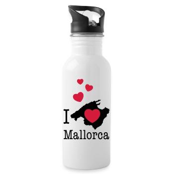 Mallorca Balearic Islands Spain palm holiday island holidays - Water bottle with straw - white - Right