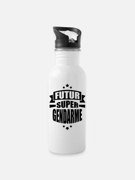 futur super gendarme - Gourde avec paille intégrée - blanc