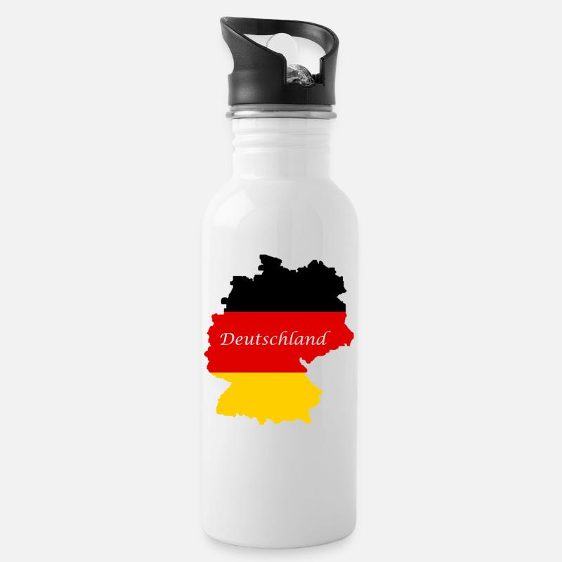 Deutschland Deutschland - Trinkflasche mit integriertem Trinkhalm - Weiß