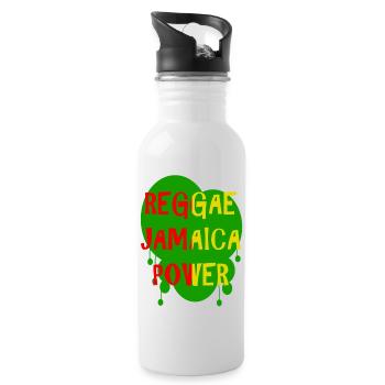 reggae jamaica power - Water bottle with straw - white - Right