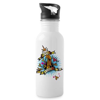 master of disaster white - Water bottle with straw - white - Right