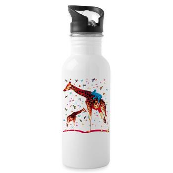 02 Giraffen Koala Kolibris Schmetterlinge - Trinkflasche mit integriertem Trinkhalm - Weiß - Rechts