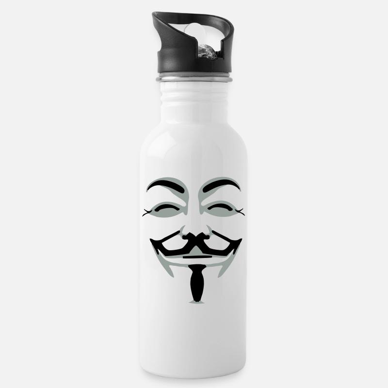 anonymus_vektor_2farb - Water bottle with straw - white