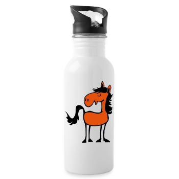 Pferd - Trinkflasche mit integriertem Trinkhalm - Weiß - Rechts