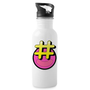 hashtag smile - Water bottle with straw - white - Right