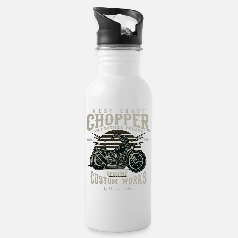 West Coast Chopper - Trinkflasche mit integriertem Trinkhalm - Weiß