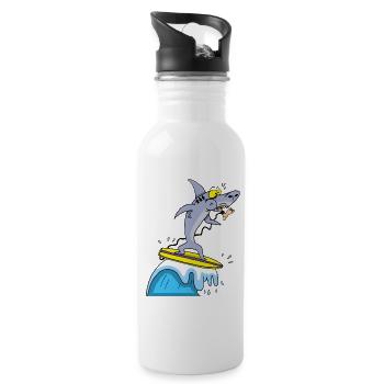 Surfer shark - Water bottle with straw - white - Right