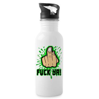 Middle finger fuck you - Water bottle with straw - white - Right