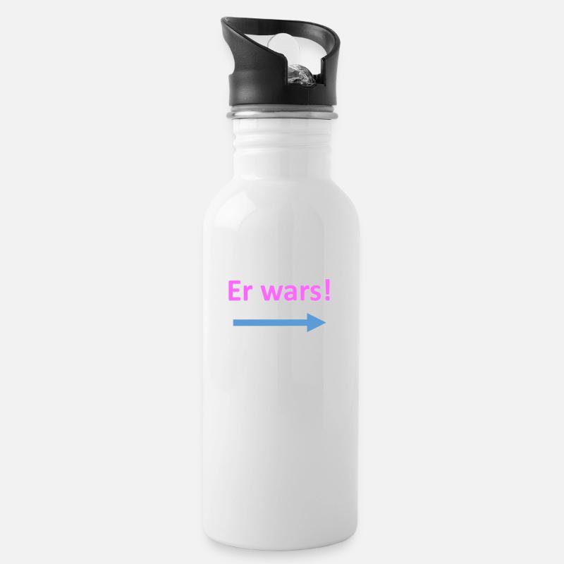 Er wars - Trinkflasche mit integriertem Trinkhalm - Weiß