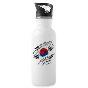 flag korea south südkorea - Trinkflasche mit integriertem Trinkhalm - Weiß - Rechts
