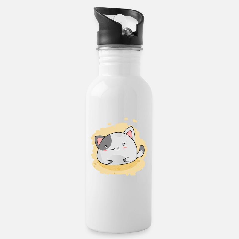 Chat mignon chaton kawaii - Gourde avec paille intégrée - blanc