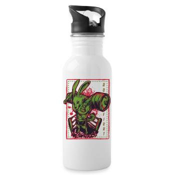 Fighting Bunny Kampfsport - Trinkflasche mit integriertem Trinkhalm - Weiß - Rechts