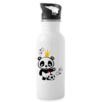 Fussball König Panda 2 - Trinkflasche mit integriertem Trinkhalm - Weiß - Rechts
