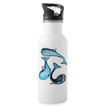 Wal - Trinkflasche mit integriertem Trinkhalm - Weiß - Rechts