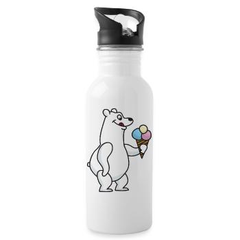 Eisbär Eiskrem Eiscreme Kugeleis Winter - Trinkflasche mit integriertem Trinkhalm - Weiß - Rechts