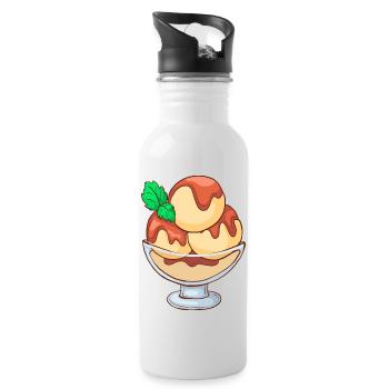 Crème glacée, crème glacée, crème glacée, crème glacée, boule, crème glacée, sundae - Gourde avec paille intégrée - blanc - Droite