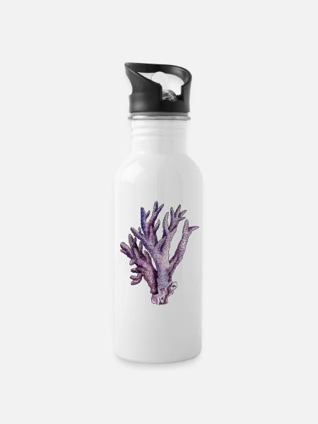 Koralle - Trinkflasche mit integriertem Trinkhalm - Weiß