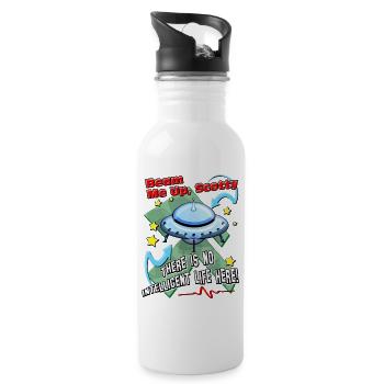 Beam Me Up! Alien-UFO-Raumschiff-Science-Fiction - Trinkflasche mit integriertem Trinkhalm - Weiß - Rechts