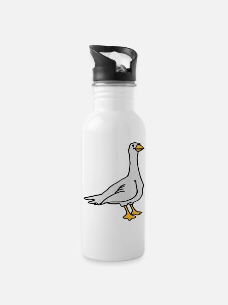 Goose - Water bottle with straw - white