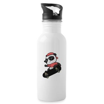 Patineur panda ours skateur panda animal - Gourde avec paille intégrée - blanc - Droite